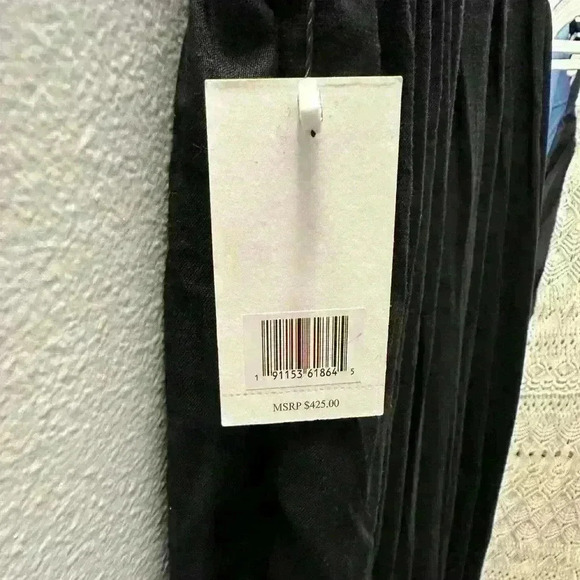 NWT JASON WU Black‎ Linen Maxi Dress Crochet Size L - Picture 5 of 10